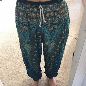 Fun blue and orange bohemian pants